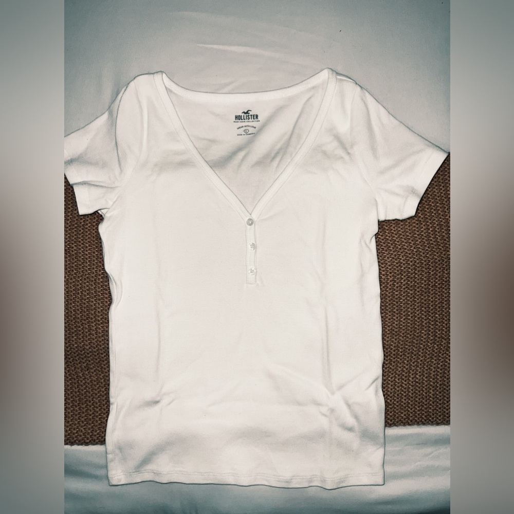 Hollister white henley tee